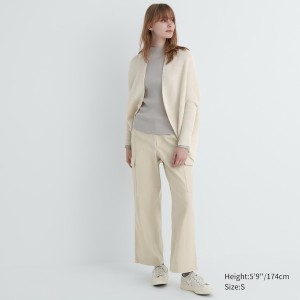 Cardigan Uniqlo 3D Knit Souffle Yarn Long-Sleeve Femme Blanche | 8152-BHWQN