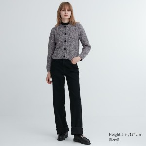 Cardigan Uniqlo Tricoté Corta Femme Grise | 3125-MQZED