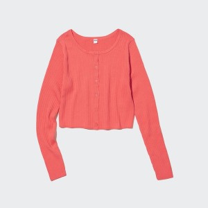 Cardigan Uniqlo UV Protection Crew Neck Cropped Femme Rose | 9532-FXUYM