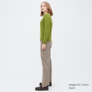 Chandails Uniqlo 3D Knit Cashmere Crew Neck Long-Sleeve Femme Vert | 0876-VDINZ