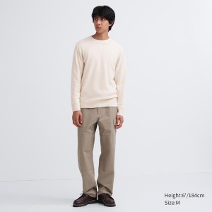 Chandails Uniqlo Cashmere Crew Neck Long-Sleeve Homme Beige | 3567-FIBYL