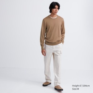 Chandails Uniqlo Extra Fine Merino Crew Neck Homme Abricot | 9715-TFRNV