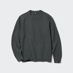 Chandails Uniqlo Washable Milano Nervuré Crew Neck Homme Grise Foncé | 2756-GIDAJ