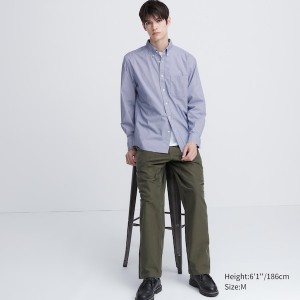 Chemises Uniqlo Extra Fine Coton Broadcloth Checked Long-Sleeve Homme Bleu | 0623-PVLSA