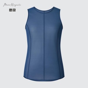 Hauts Uniqlo Sheer Sans Manches Femme Bleu | 5294-IXHPA