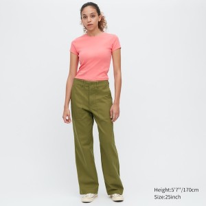 Pantalon Uniqlo Baker Femme Vert | 8294-YKAVP