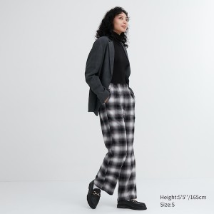 Pantalon Uniqlo Flannel Checked Femme Grise | 4673-WZBAV