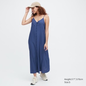 Peignoir Uniqlo Button Down Camisole Flare Femme Bleu | 1753-XAKBC