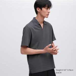 Polo Uniqlo AIRism Skipper Collar Homme Grise | 2678-JEXRM