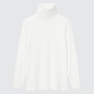 T Shirts Uniqlo HEATTECH Turtleneck Long-Sleeve Femme Blanche | 5207-SPUKD