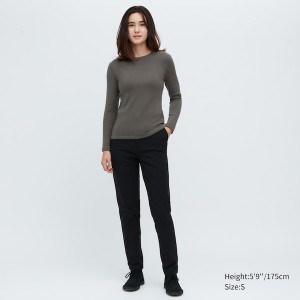 T Shirts Uniqlo HEATTECH Ultra Warm Crew Neck Long-Sleeve Femme Grise | 8725-RUMWC