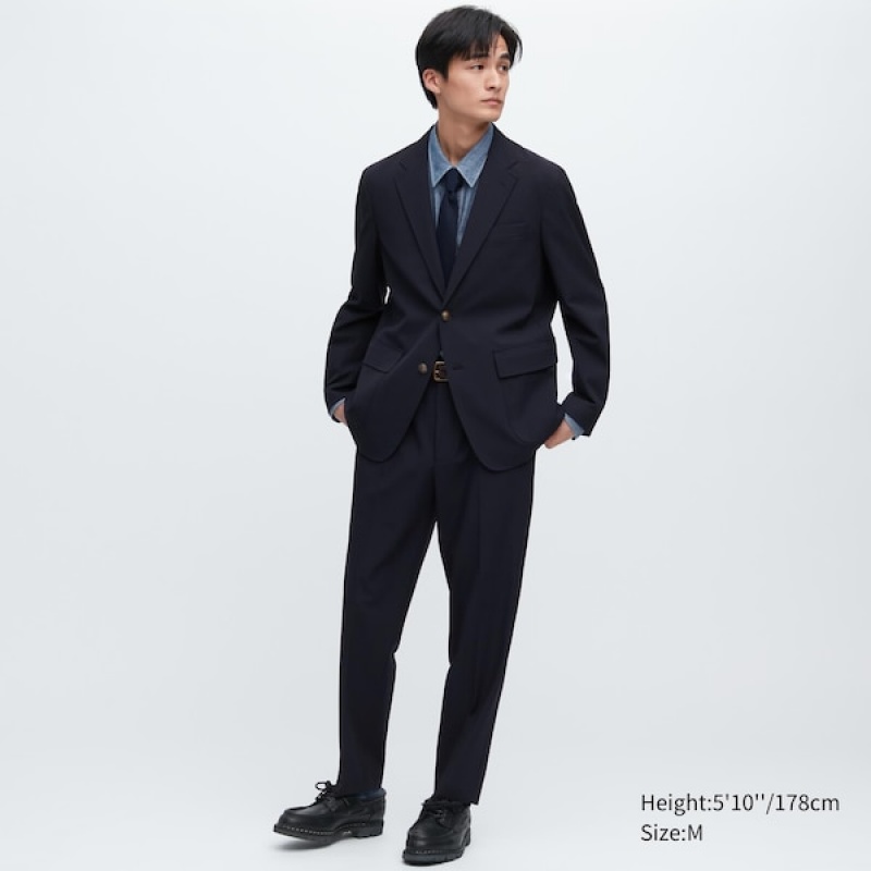 Blazer Uniqlo Confort Homme Bleu Marine | LWJFAG-698