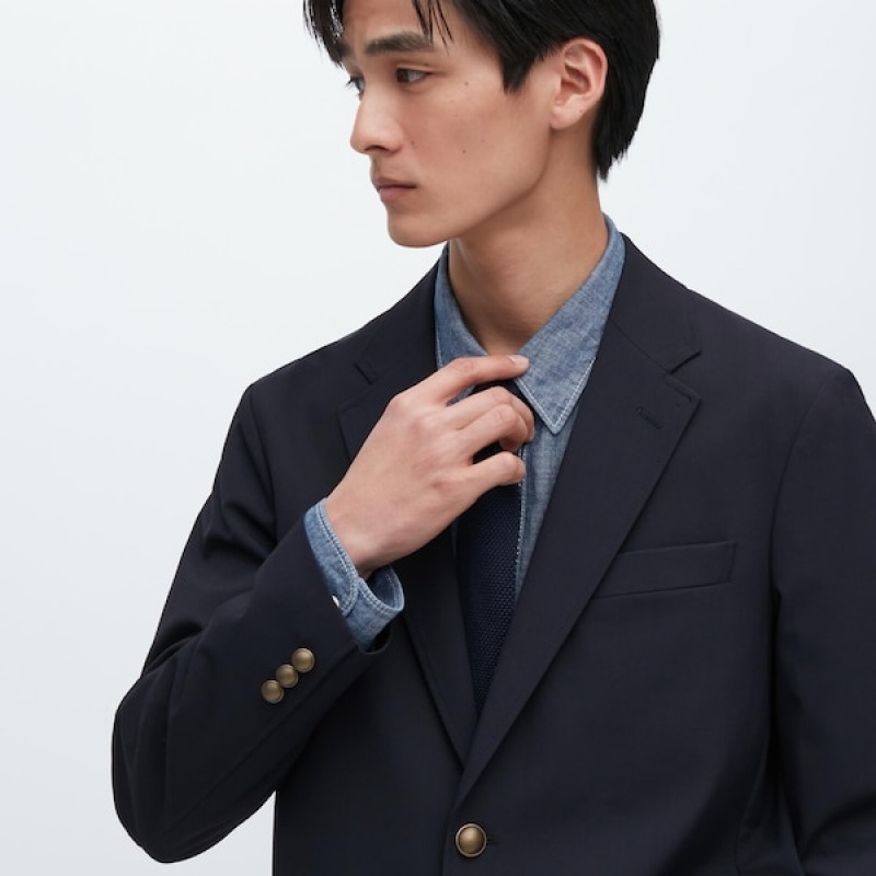 Blazer Uniqlo Confort Homme Bleu Marine | LWJFAG-698