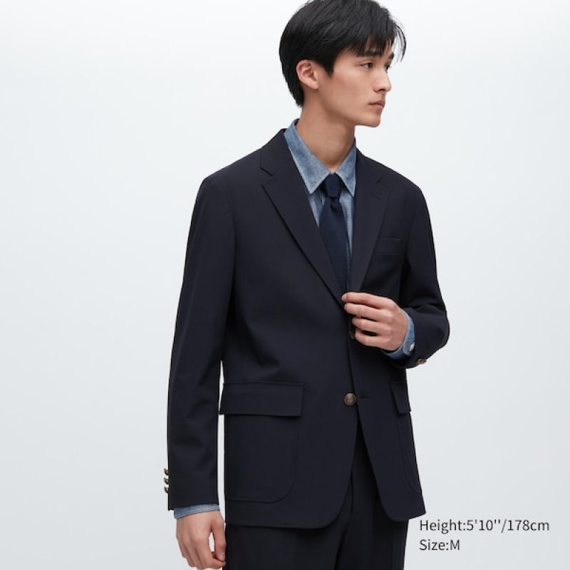 Blazer Uniqlo Confort Homme Bleu Marine | LWJFAG-698