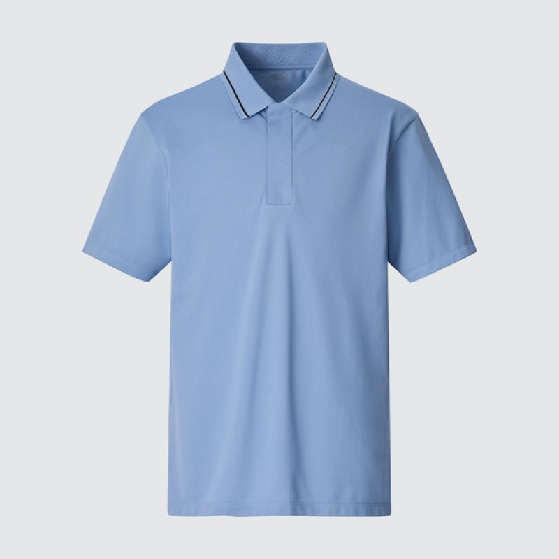 Polo Uniqlo DRY-EX Corta-Sleeve Homme Bleu | 1397-BGHRQ