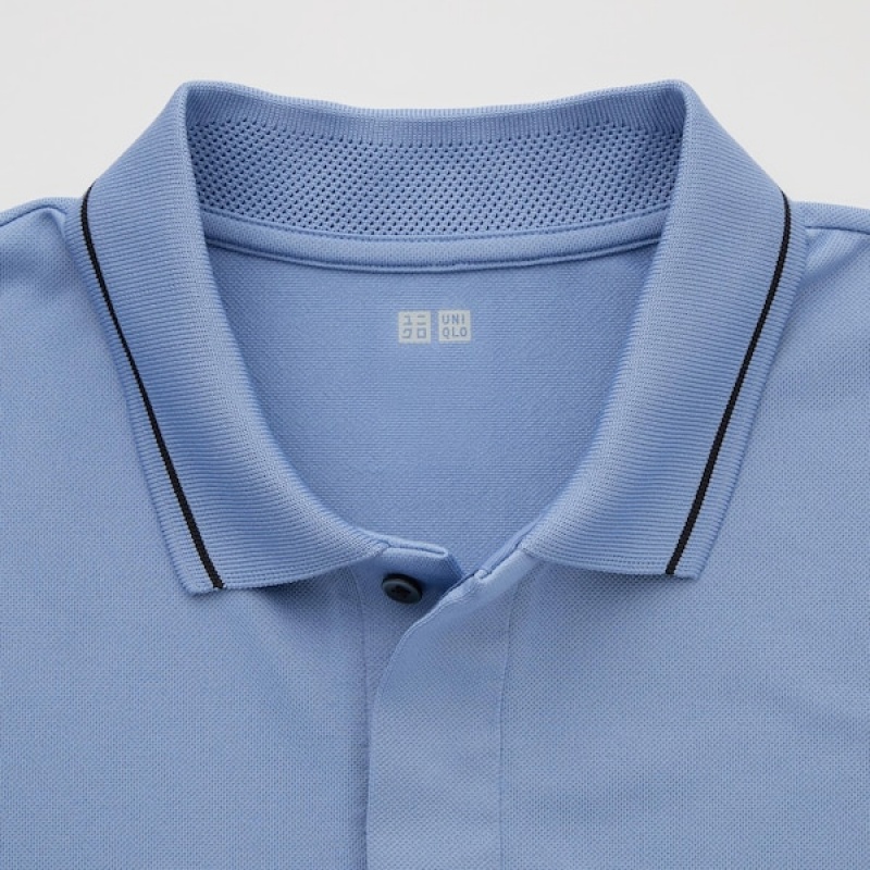 Polo Uniqlo DRY-EX Corta-Sleeve Homme Bleu | 1397-BGHRQ